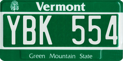 VT license plate YBK554