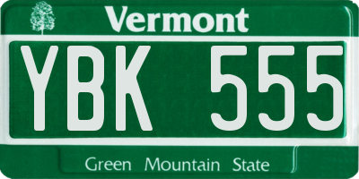 VT license plate YBK555
