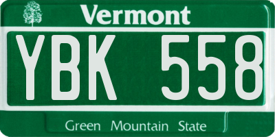 VT license plate YBK558