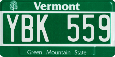 VT license plate YBK559