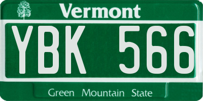 VT license plate YBK566