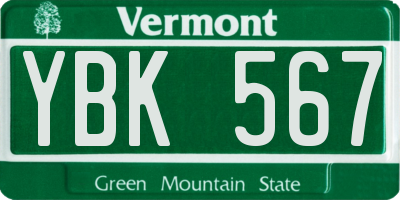VT license plate YBK567
