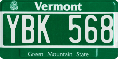 VT license plate YBK568