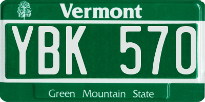 VT license plate YBK570