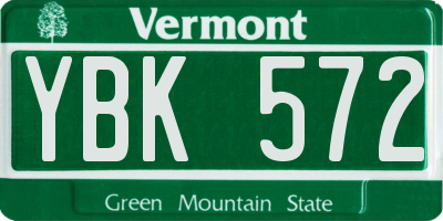 VT license plate YBK572