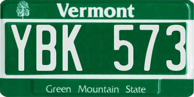 VT license plate YBK573