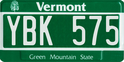 VT license plate YBK575