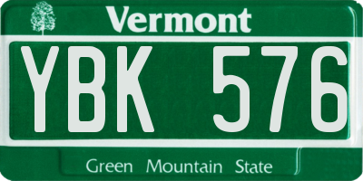 VT license plate YBK576