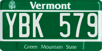 VT license plate YBK579