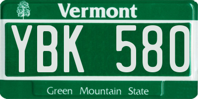 VT license plate YBK580