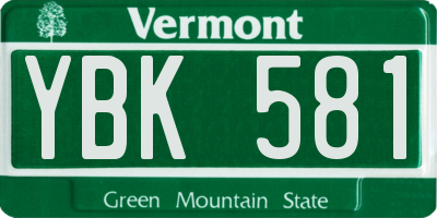 VT license plate YBK581