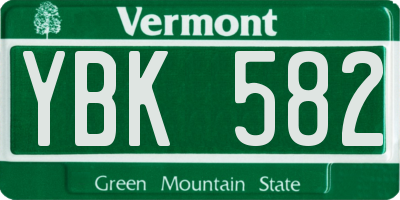 VT license plate YBK582