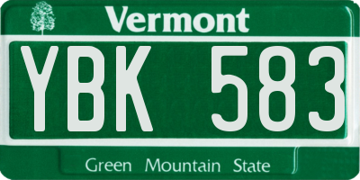 VT license plate YBK583