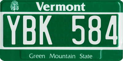VT license plate YBK584