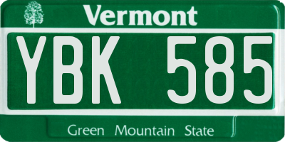 VT license plate YBK585
