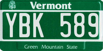 VT license plate YBK589