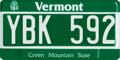 VT license plate YBK592