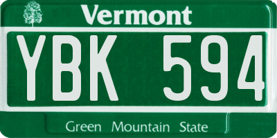 VT license plate YBK594