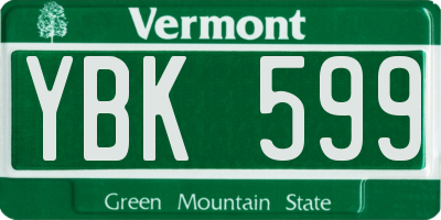 VT license plate YBK599