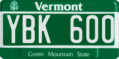 VT license plate YBK600