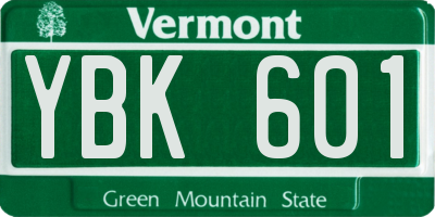 VT license plate YBK601