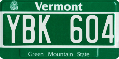 VT license plate YBK604