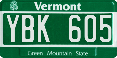 VT license plate YBK605