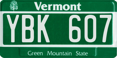 VT license plate YBK607