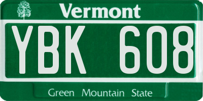 VT license plate YBK608