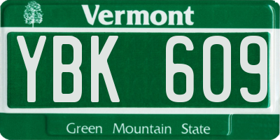 VT license plate YBK609