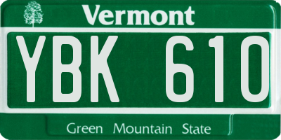VT license plate YBK610