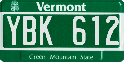 VT license plate YBK612