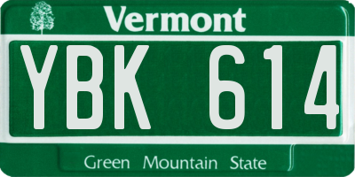 VT license plate YBK614