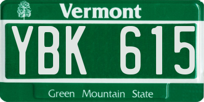 VT license plate YBK615