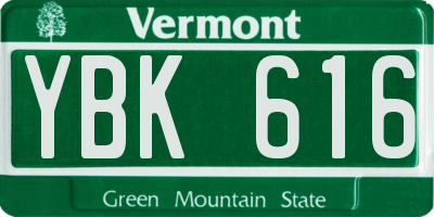 VT license plate YBK616