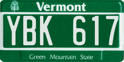 VT license plate YBK617
