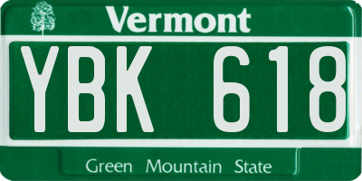 VT license plate YBK618