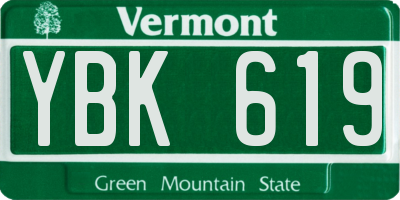 VT license plate YBK619