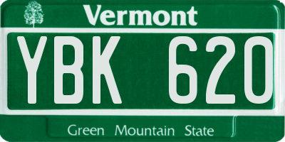 VT license plate YBK620