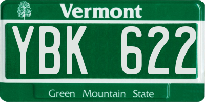 VT license plate YBK622