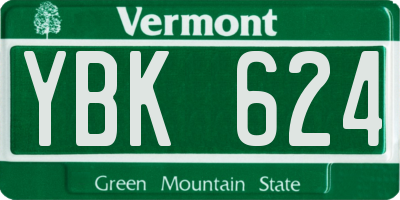VT license plate YBK624