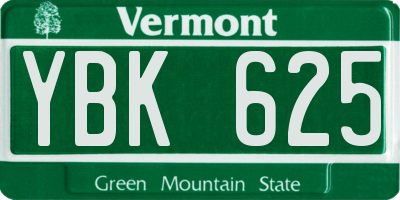 VT license plate YBK625