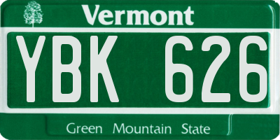 VT license plate YBK626