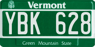 VT license plate YBK628