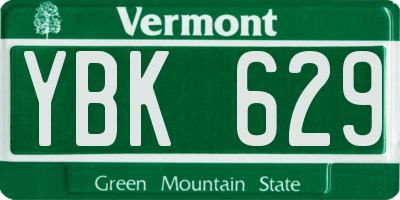VT license plate YBK629