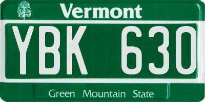 VT license plate YBK630