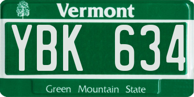 VT license plate YBK634