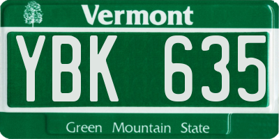 VT license plate YBK635