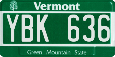 VT license plate YBK636