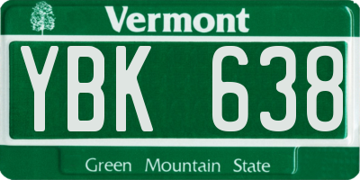 VT license plate YBK638